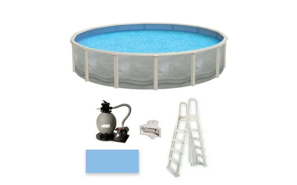 Blue Wave Trinity 24-ft Round 52-in Deep Steel Wall Above Ground Pool Package With 7-in Top Rail