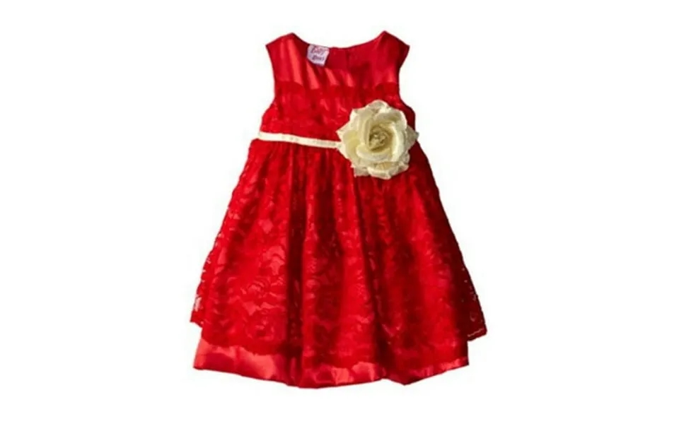 Blueberi Infant Girls Red Lace Party & Holiday Dress With Gold Rosette 12m