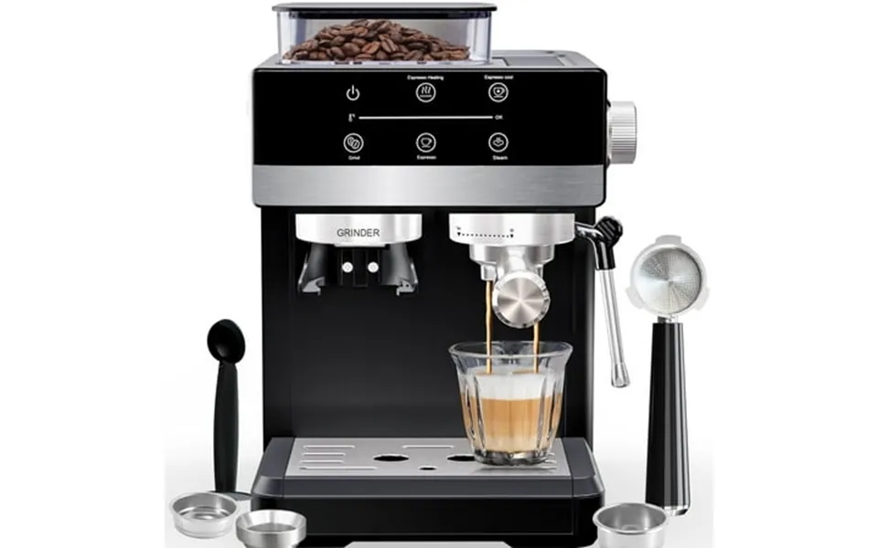 Bluebow Espresso Machine With Grinder 20bar Semi-automatic Coffee Maker With Milk Frother Steam Wand Professional Cappuc