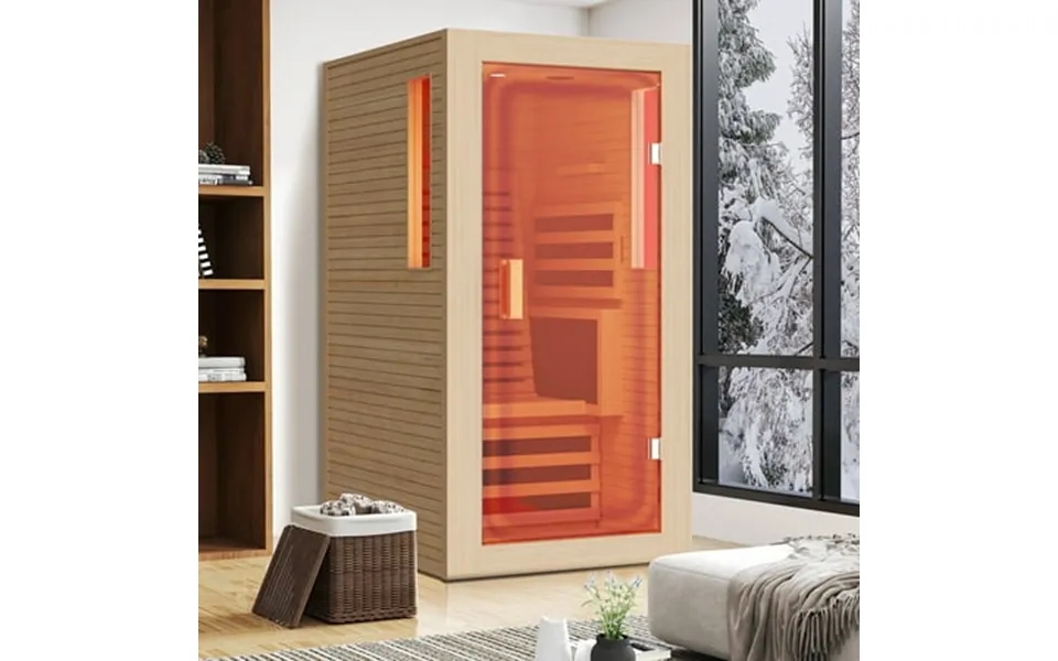 Bnehs 1 Person Infrared Sauna Home Dry Sauna Indoor Spa Room 120v Detox & Muscle Relaxation