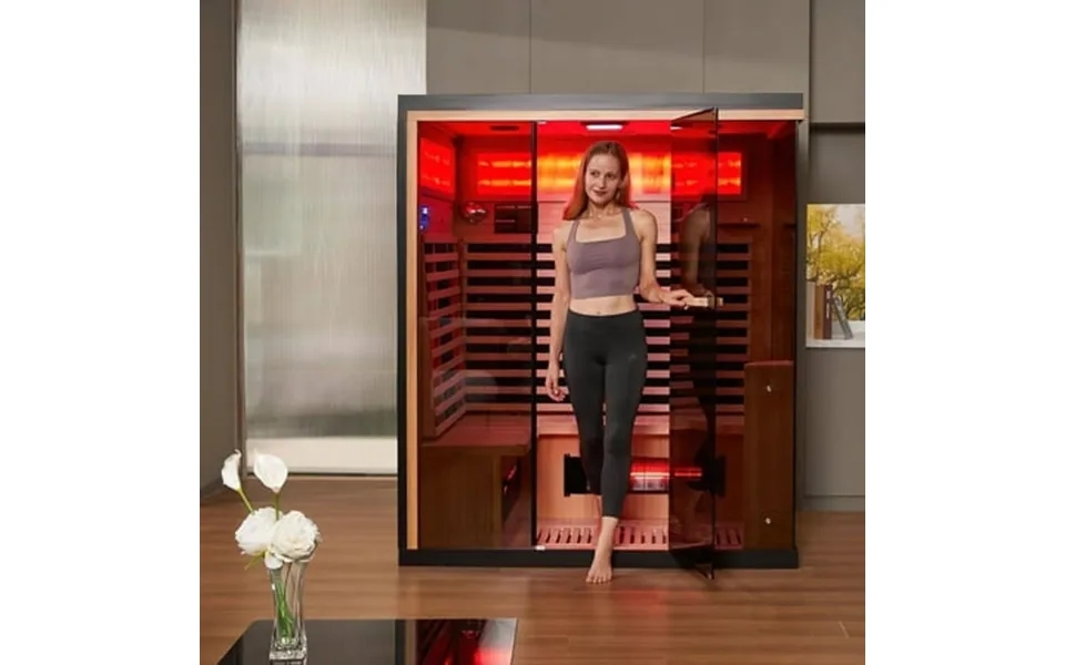 Bnehs Infrared Sauna 3-4 Person Home Sauna With Himalayan Salt Panel & 10 Minutes Warm-up System Canadian Hemlock 220v