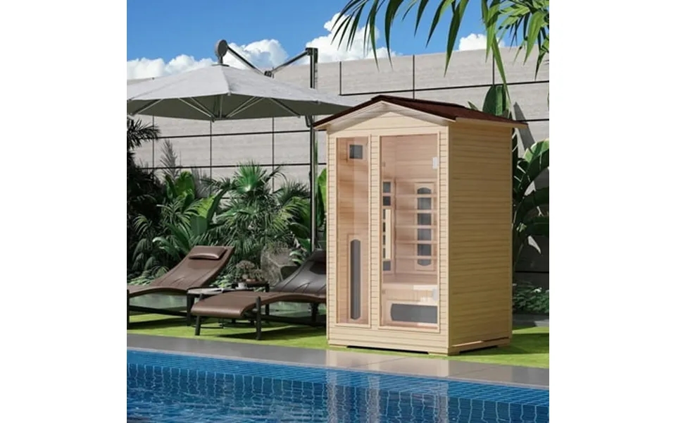 Bnehs Outdoor Sauna 2 Person Far Infrared Sauna 10 Minutes Warm Up Home Sauna 2050watt