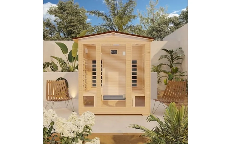 Bnehs Outdoor Sauna 4 Person Far Infrared Sauna 10 Minutes Warm Up Home Sauna 3060watt