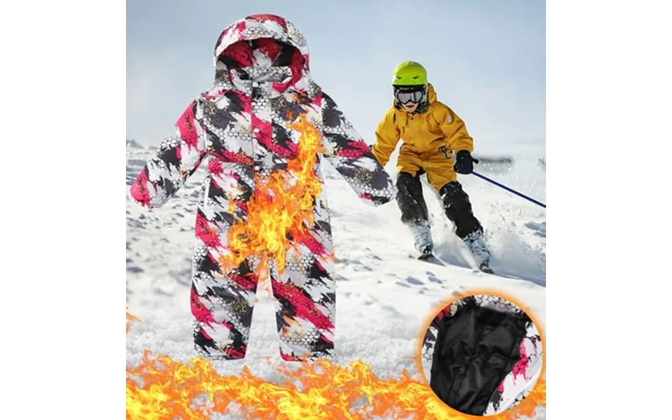 Bnwani 1pc Kid Pants For Boys Boys Girls Thicken Print Keep Warm Detachable Hood Casual One-piece Ski Mountaineering Sui