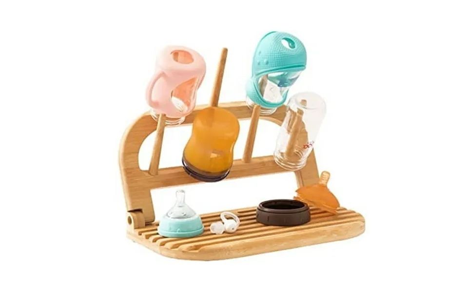 Bottle Drying Rack Baraiser Bamboo Baby Bottle Holder Portable And Space Saving Bottle Dryer For Baby Bottles Accessorie