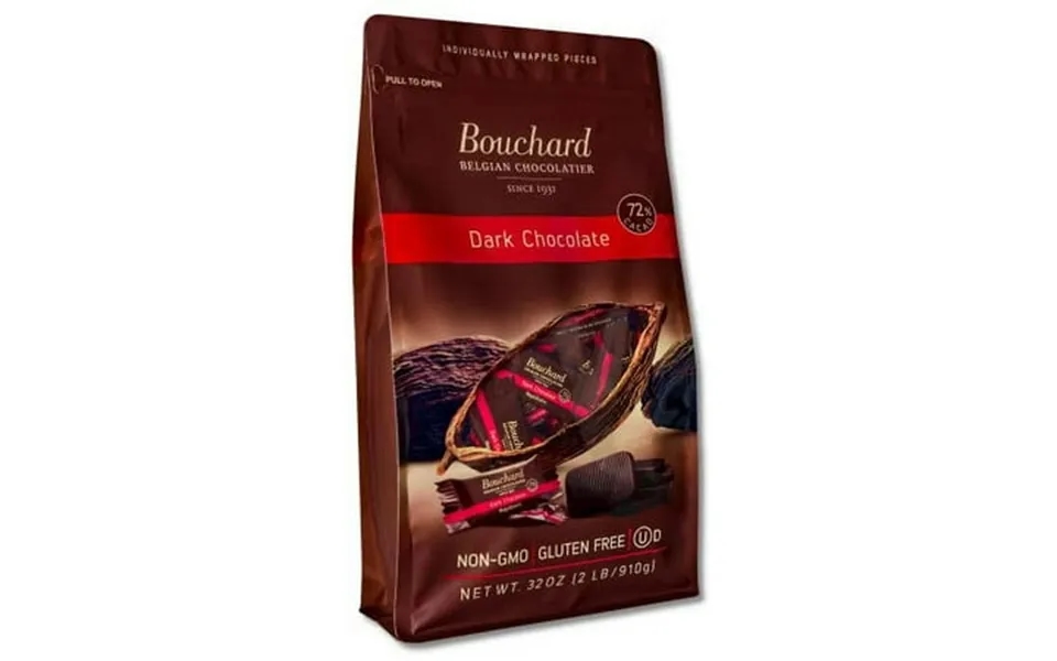 Bouchard Premium Belgian Dark Chocolate With 72% Cacao Individually Wrapped Pieces 2 Lb