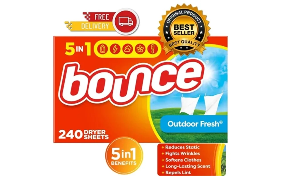 Bounce Dryer Sheets Outdoor Fresh 240 Count Laundry Fabric Softener Sheets Wit