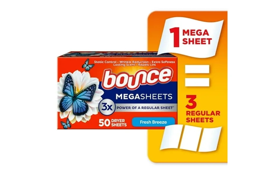 Bounce Mega Dryer Sheets Fresh Breeze 4 Pack Of 50 Count