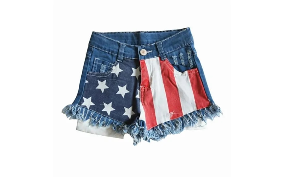 Boutique July 6th Baby Girl Jean Shorts Fashion National Day Blue Star Red Stripe Denim Shorts With Tassel Design Adjust