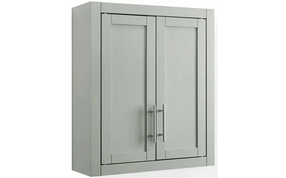 Bowery Hill Wood Wall Cabinet With Doors And Shelves In Gray Chrome