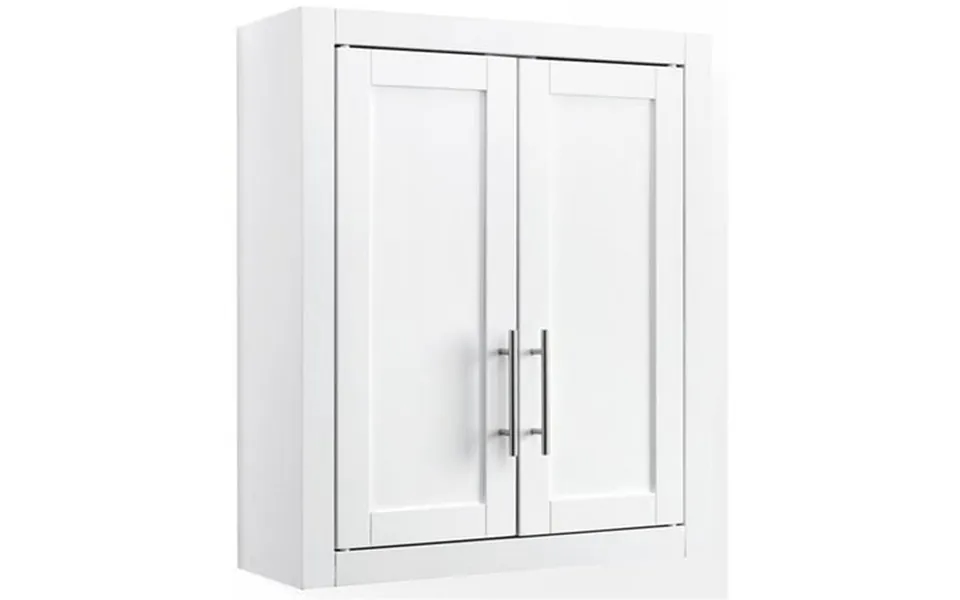 Bowery Hill Wood Wall Cabinet With Doors And Shelves In White Chrome