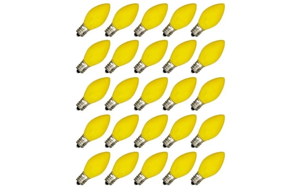 Box Of 25 Light Bulbs -c7 Steady Burning - Opaque Yellow