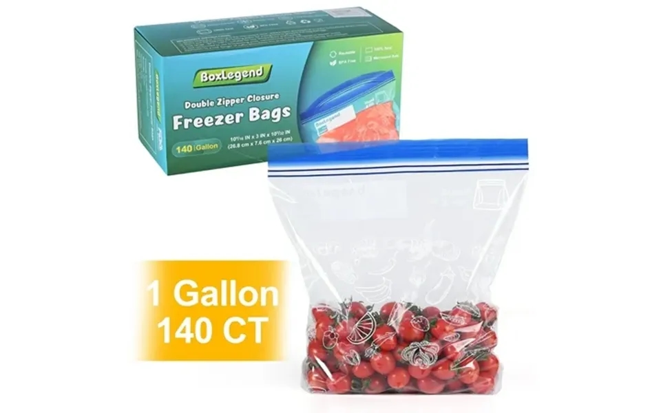 Boxlegend 1 Gallon Freezer Bags Double Zipper Food Storage Bags Reusable 140 Count Clear