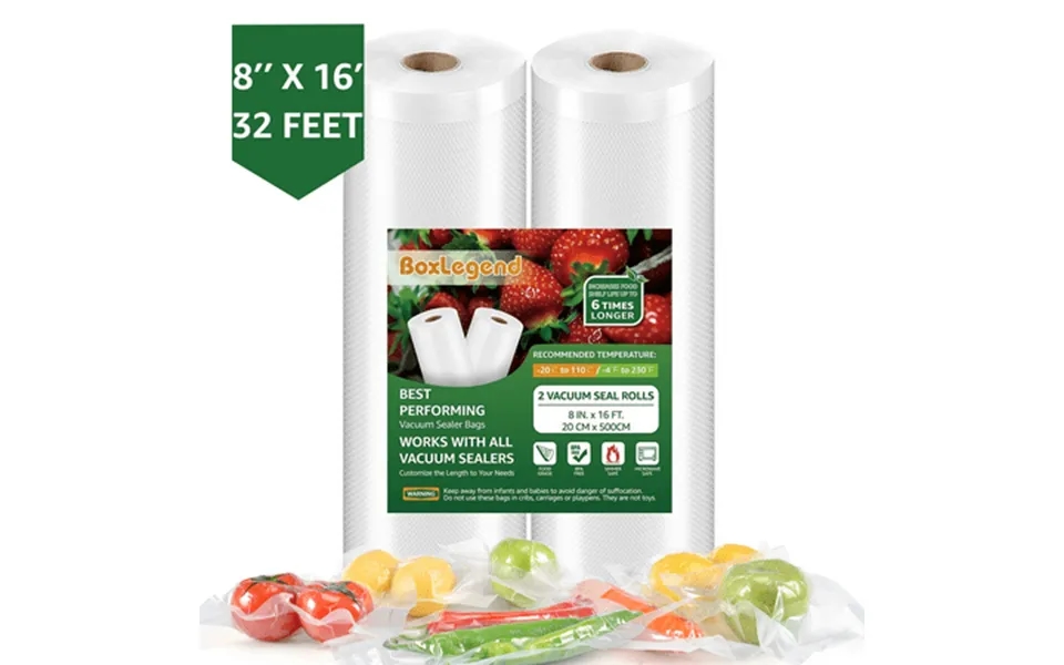 Boxlegend 2 Pack Vacuum Sealer Bags 8 X16 Seal A Meal Bags Food Saver Rolls Food Storage Bags