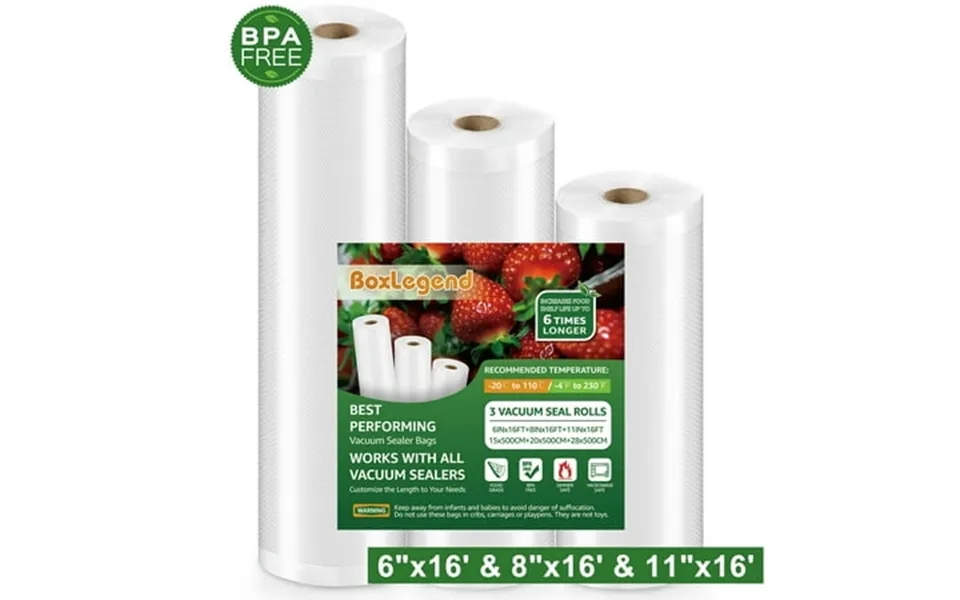 Boxlegend 3 Roll Vacuum Sealer Bags 6 X16 & 8 X16 & 11 X16 Multiple Vacuum Seal Bags For Food Saver