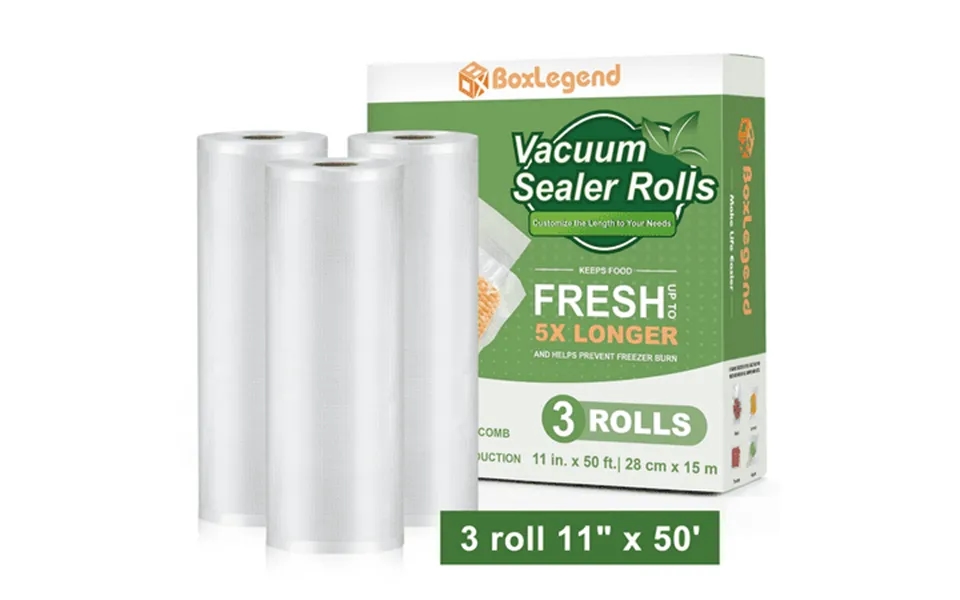 Boxlegend 3 Rolls 11 X50 Vacuum Sealer Rolls Food Vacuum Bags Vacuum Seal Bags For Food Clear
