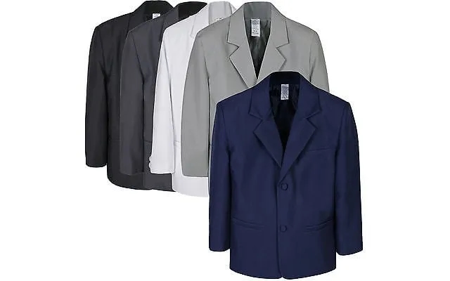 Boy Kid Teen Formal Wedding Party White Navy Blazer Black Gray Jacket Coat S-7 product image