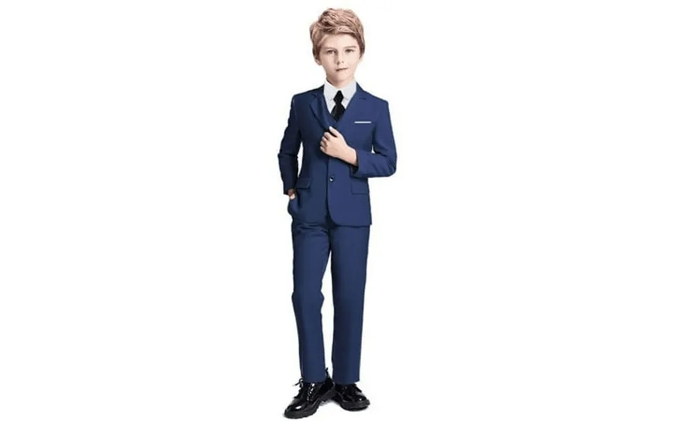 Boys Suit Tuxedo Suits For Toddler Boys Ring Bearer Suit Wedding Outfit Boys Dress Clothes Blue Vest And Pants Suits Siz