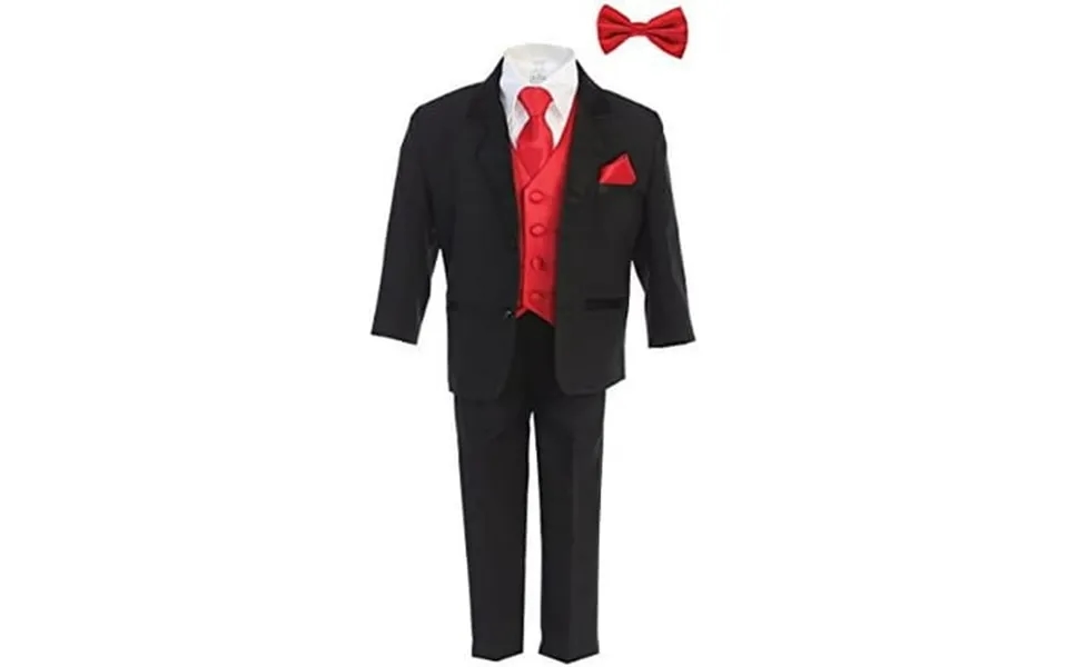 Boys Tuxedo Suit Black With Red Vest - Toddler Tuxedo For Wedding And Communion
