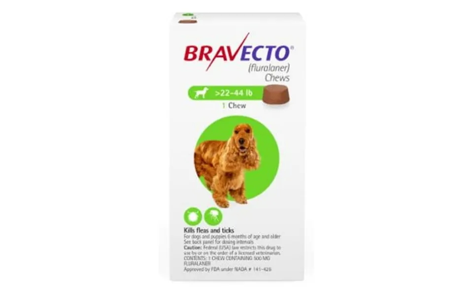 Bravecto Chew For Dogs 22-44 Lbs Green Box
