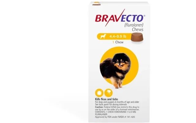 Bravecto Chew For Dogs 4.4-9.9 Lbs Yellow Box product image