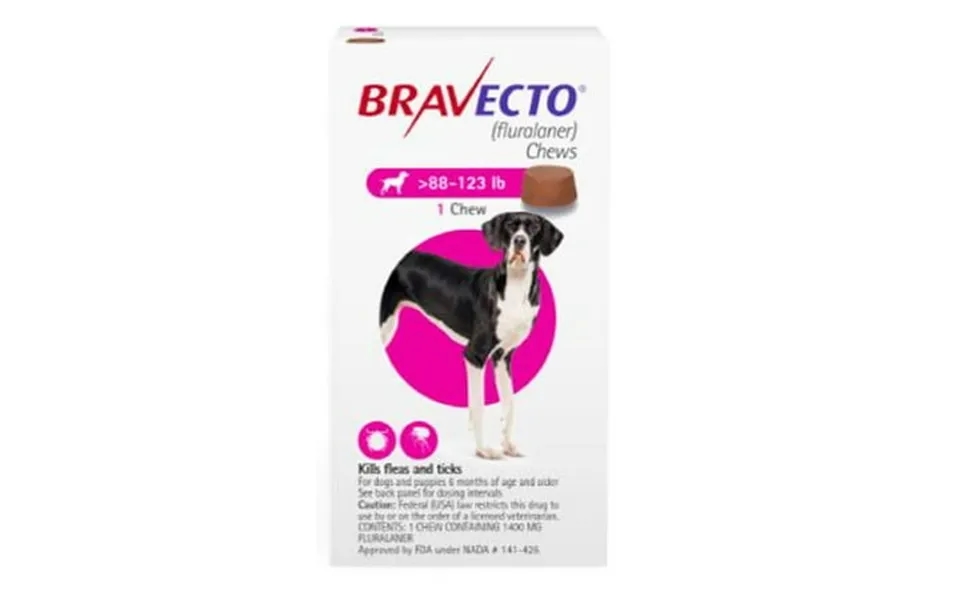 Bravecto Chew For Dogs 88-123 Lbs Pink Box