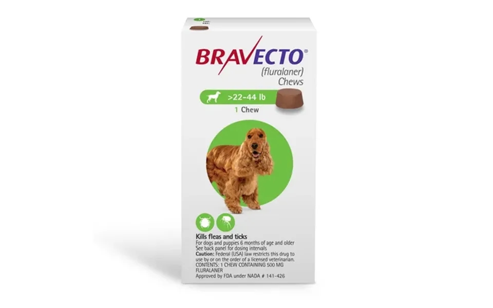 Bravecto Chews For Dogs 22-44lbs Green Box