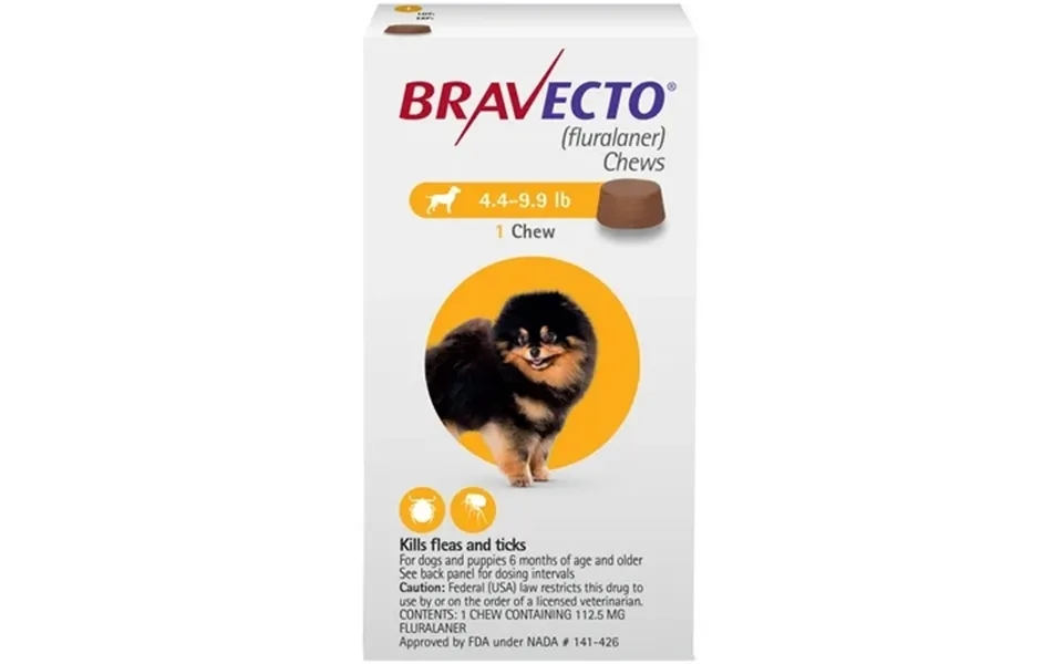 Bravecto Chews For Dogs 4.4-9.9lbs Yellow Box