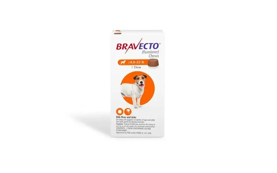 Bravecto Flea And Tick Chews For Dogs 9.9-22 Lbs Orange Box