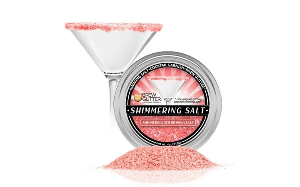 Brew Glitter - Shimmering Red Rimming Salt 4oz 1x Tin Edible Glitter Coated For Beverages Cocktails Mocktails Margaritas