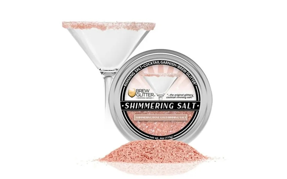 Brew Glitter - Shimmering Rose Gold Rimming Salt 4oz 1x Tin Edible Glitter Coated Salt For Beverages Cocktails Mocktails