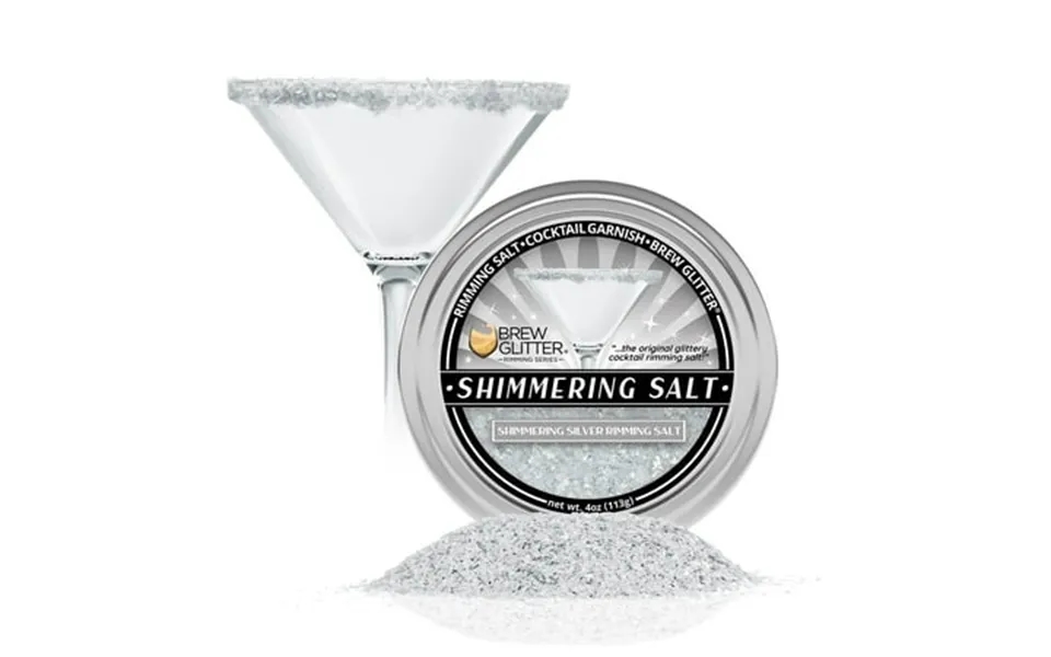 Brew Glitter - Shimmering Silver Rimming Salt 4oz 1x Tin Edible Glitter Coated For Beverages Cocktails Mocktails Margari