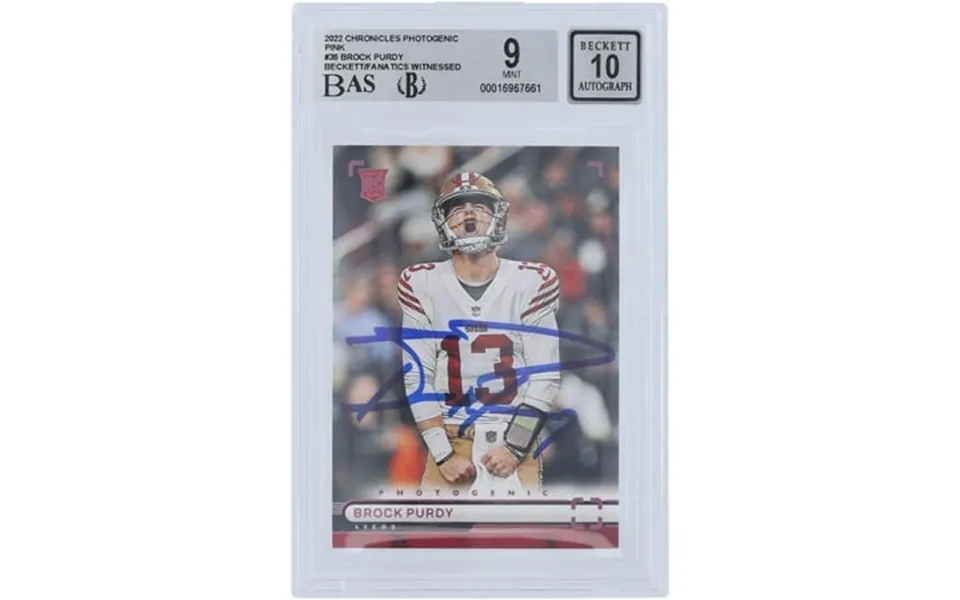 Brock Purdy San Francisco 49ers Autographed 2022 Panini Photogenic Pink Ph-36 Beckett Fanatics Witnessed Authenticated 9