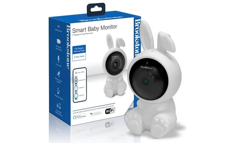 Brookstone Smart Baby Monitor Wi-fi Camera With 100 Degree Viewing Angle And 2-way Audio White