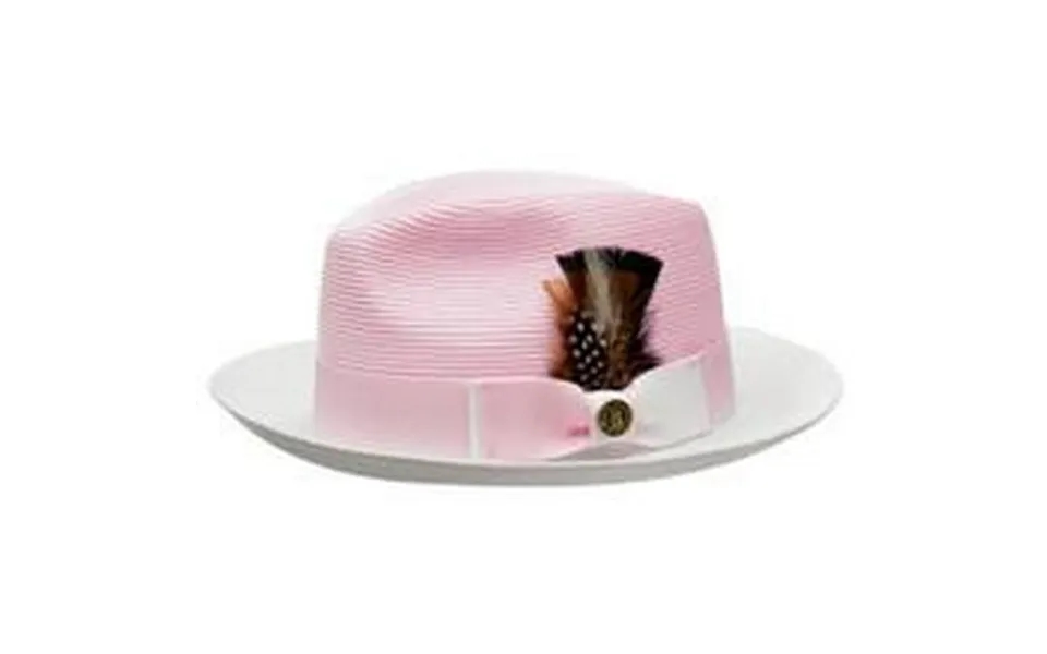 Bruno Capelo Men S Straw Fedora Summer Hat Pink White Ge385