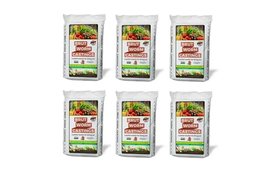 Brut Worm Farms Organic Worm Castings Soil Builder 30 Pound Bag 6 Pack