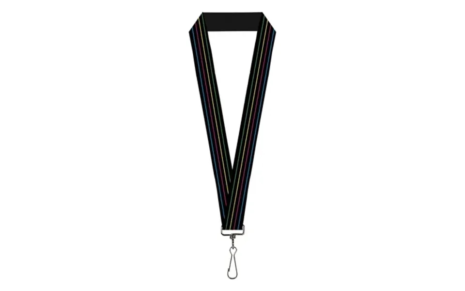 Buckle-down Lanyard Pinstripes Black Multi Color Elastic