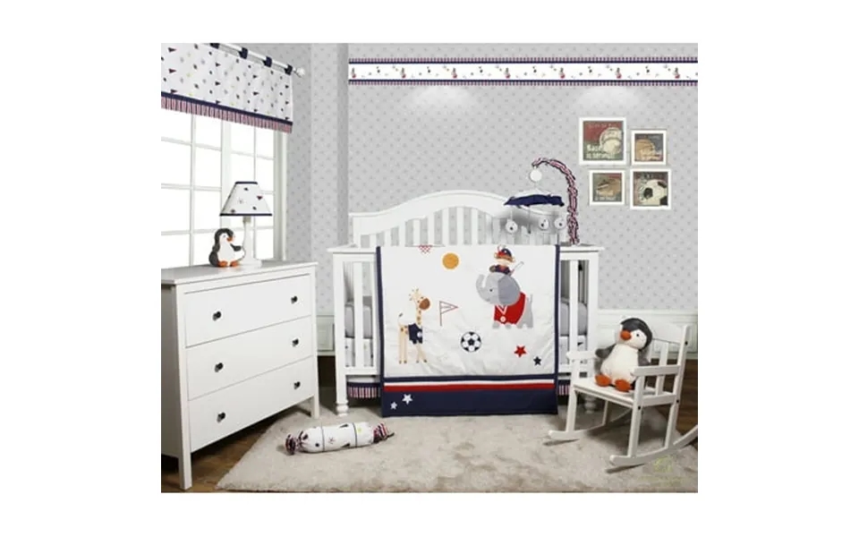 Bumperless 5 Pieces Optimababy Sport Animals Baby Bedding Set