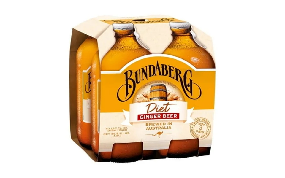 Bundaberg Brewed Diet Ginger Beer Drink 6.8 Oz 4 Pack