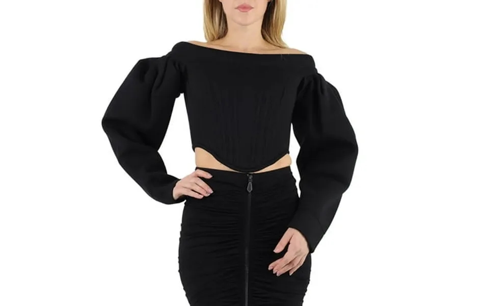 Burberry Black Neoprene Off-the-shoulder Gabriella Corset Top Size Large