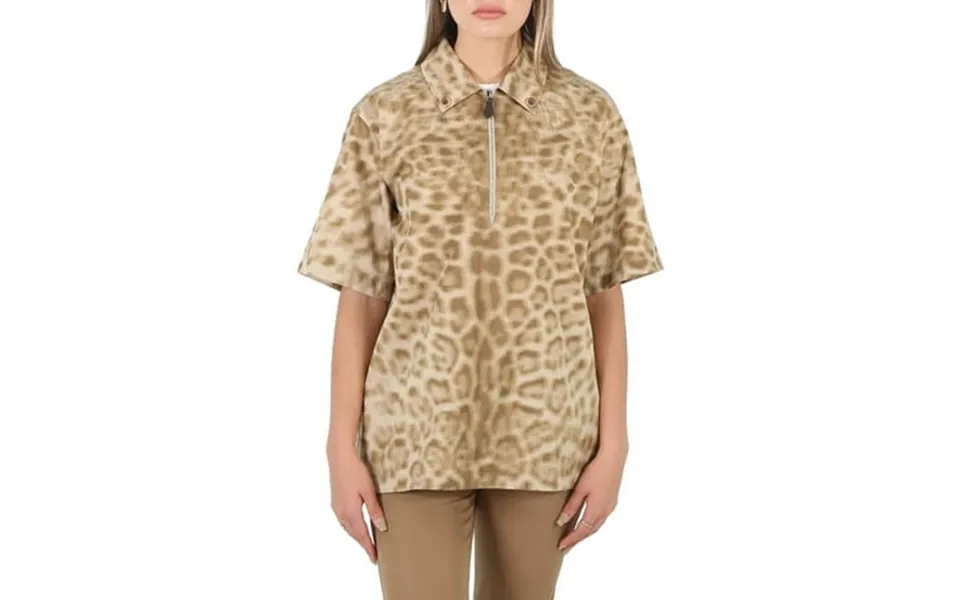 Burberry Ladies Animal Print Short-sleeve Cotton Oversized Shirt Brand Size 6 Us Size 4