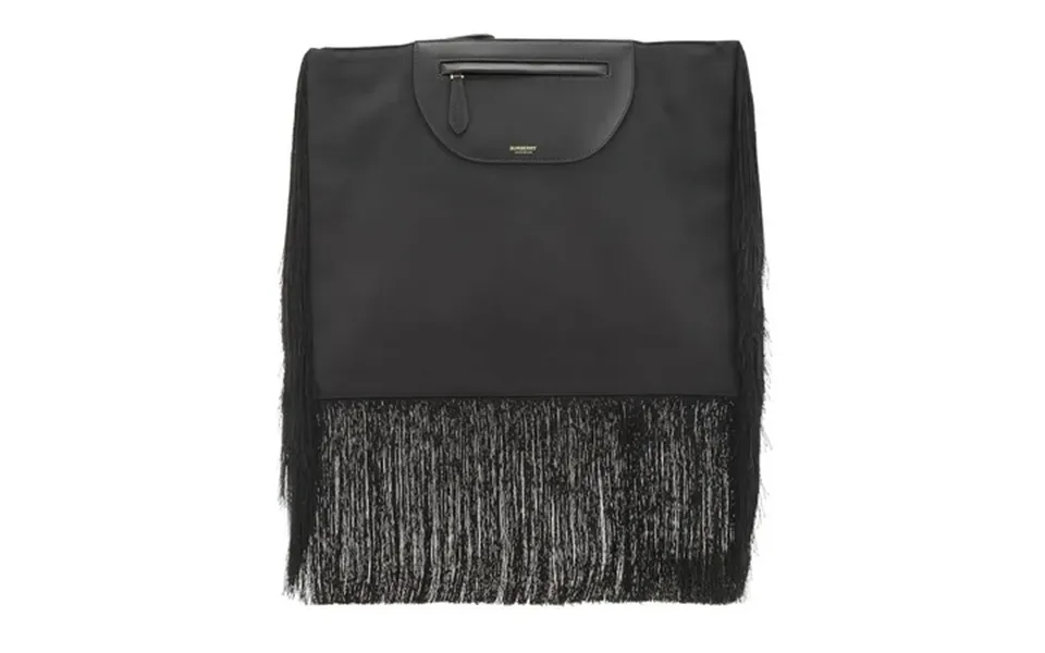Burberry Ladies Black Fringe Leather Olympia Scarf Flat Clutch