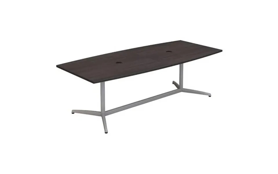 Bush Business Furniture 96w X 42d Boat Shaped Conference Table With Metal Base In Storm Gray