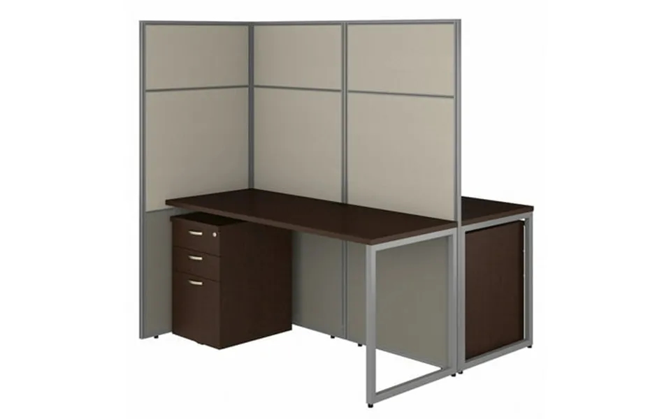 Bush Business Furniture Easy Office 60w 2 Person Cubicle Desk With File Cabinets