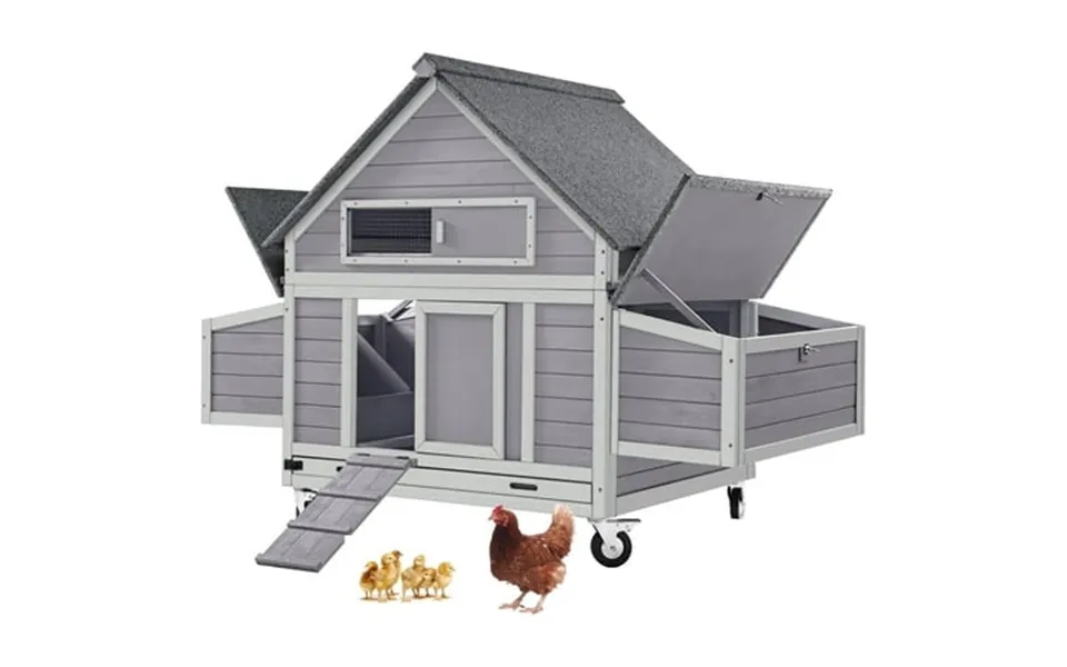 Butinglale Chicken Coop Movable Large Duck Cage On Wheels Outdoor Rabbit Hutch Wooden Hen House With Two Nesting Boxes