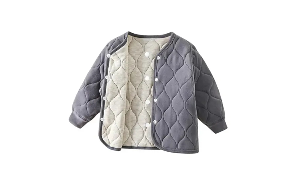Bxsruta Toddler Boys And Girls Fashion Solid Color Cute Plush Thickening Keep Warm Button Coat Gray 5 Years