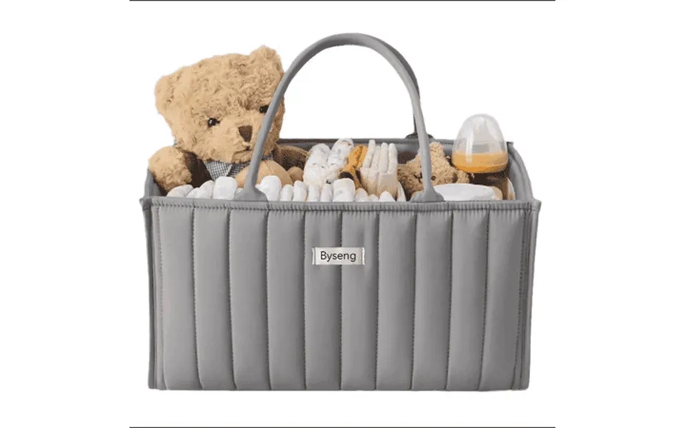 Byseng Baby Diaper Caddy Nursery Storage Bin And Car Organizer For Diapers And Baby Wipes Gray