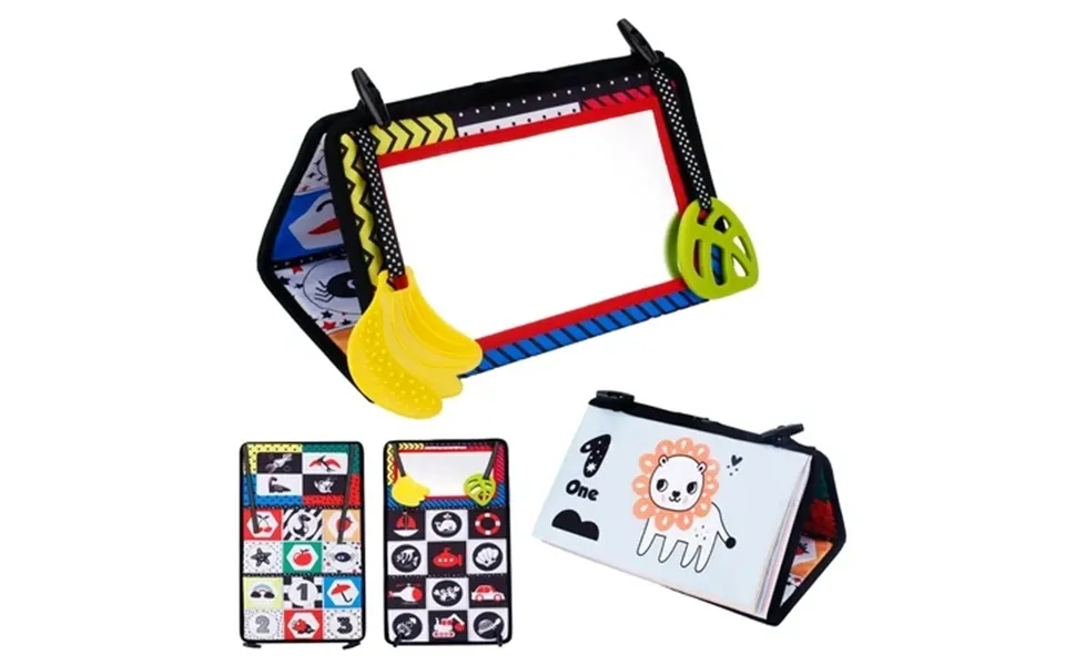 Byseng Sensory Toys High Contrast Visual Stimulation Soft Baby Book With Mirror