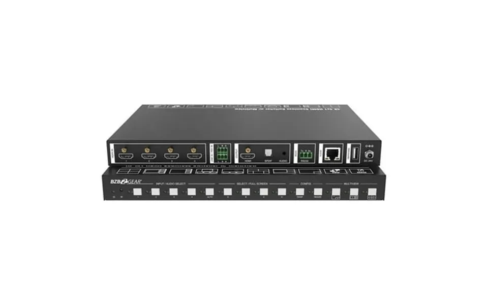 Bzbgear 4x1 4k Uhd Hdmi Seamless Switcher Scaler Multiviewer With Ip Rs-232 Audio De-embedding