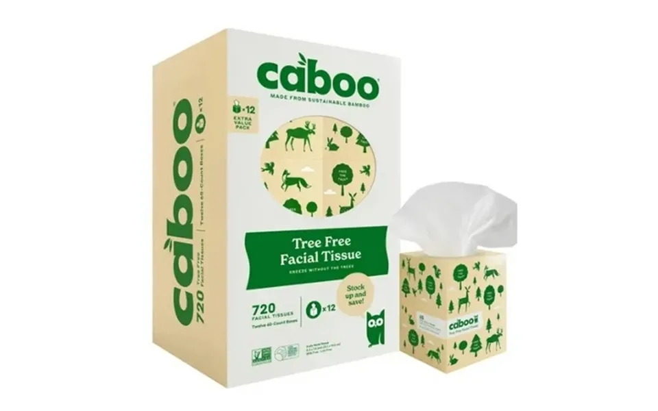 Caboo Bamboo Facial Tissue 3-ply 60 Sheets 12-count